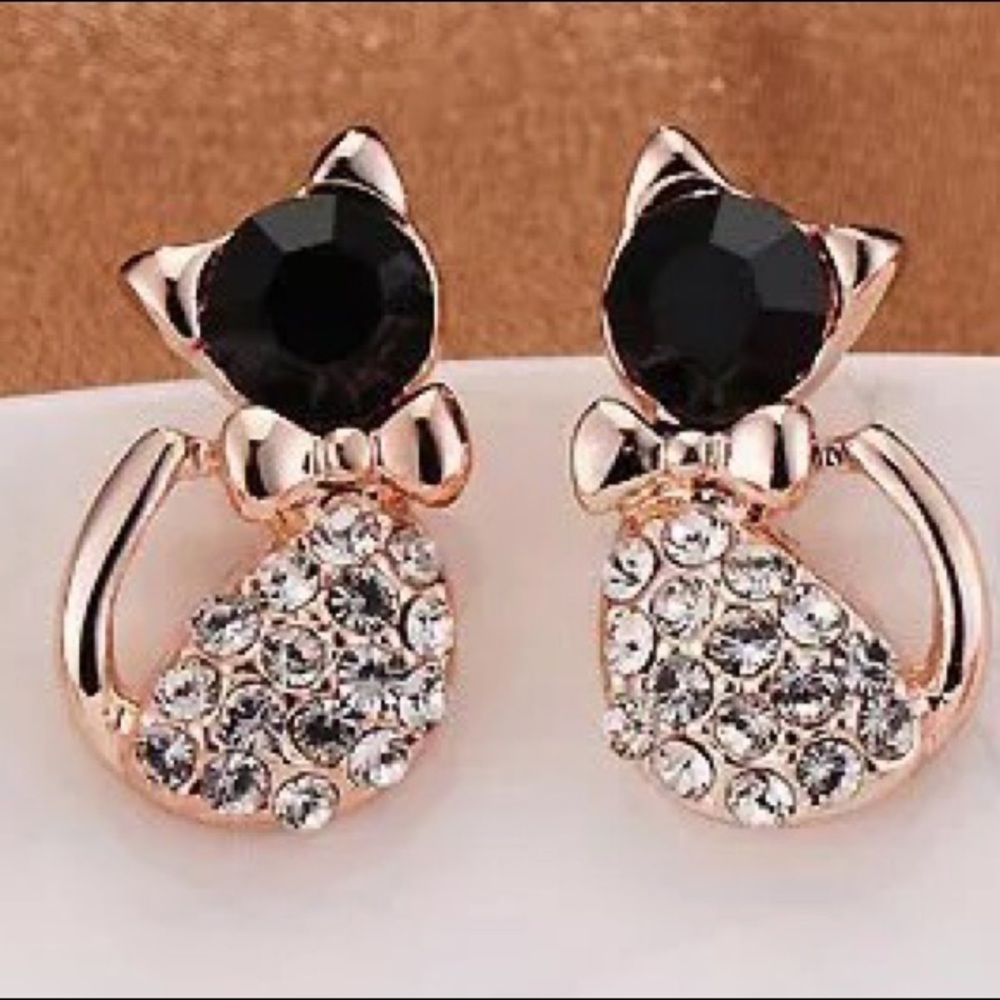 kitty cat crystal earrings